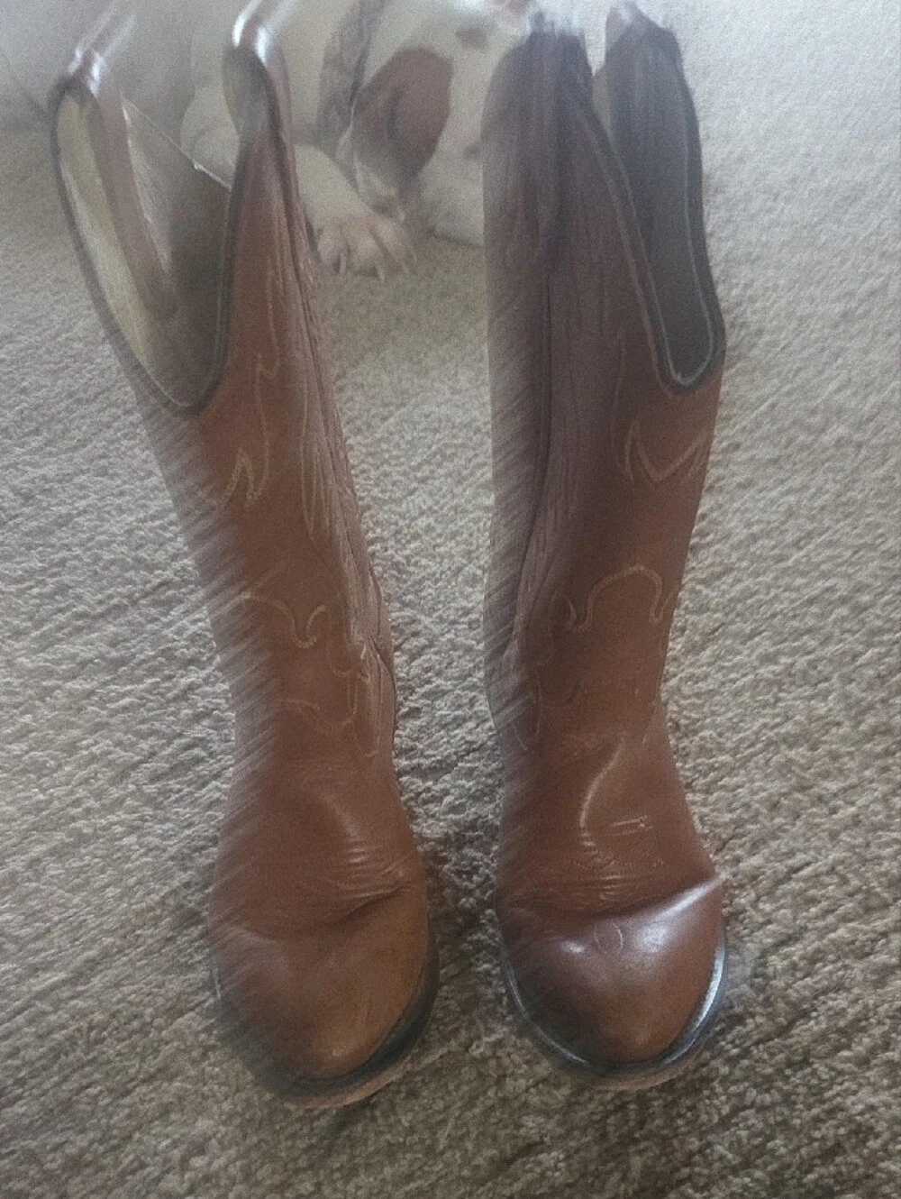 Old West Brown Kids Western Boots with Decorative Stitching